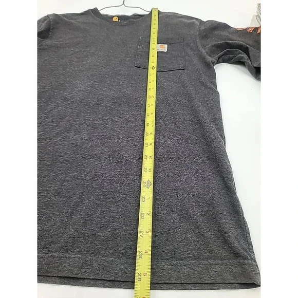 Carhartt Shirt Size M Faded Gray Long Sleeve Hit Graphic Tee Distressed Workwear - Picture 7 of 8